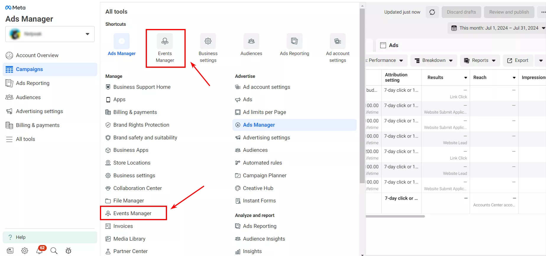 Зайдіть в Ads Manager